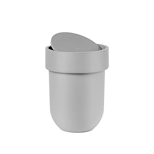 Umbra Touch Waste Can, Small Trash Can with Lid, Swing Lid Waste Basket, Garbage Can with Lid for Washroom/Bathroom, Soft Touch, Matte Gray Finish