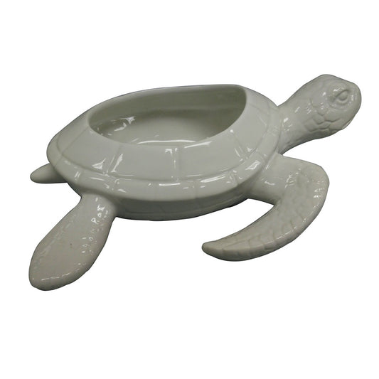 Comfy Hour 9" Ceramic Turtle Succulent Planter Flower Bud Pot Decorative Vase Small Plant Container, White