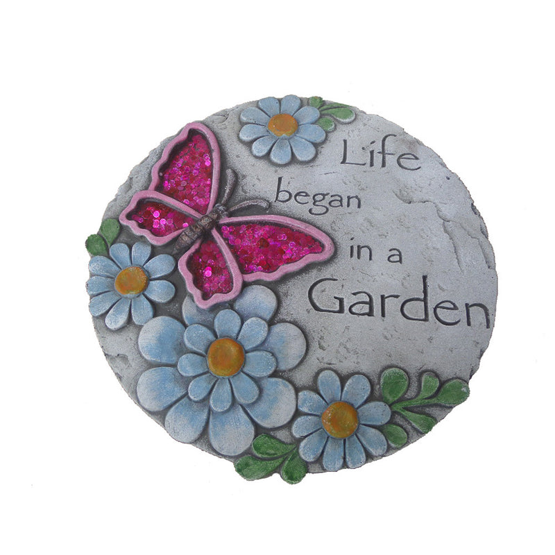 Comfy Hour Butterfly Flower Garden Stepping Stone, 10 Inches