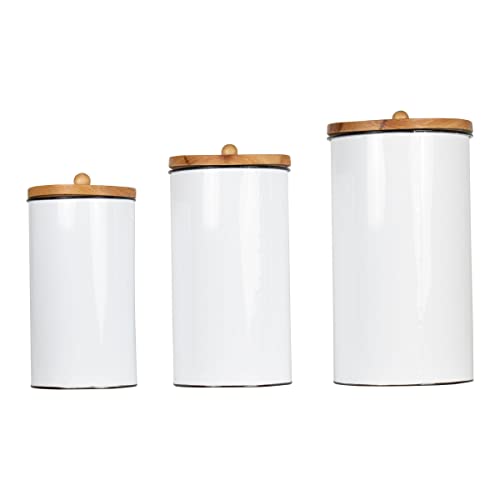Foreside Home & Garden Set of 3 Glossy White Metal Canisters