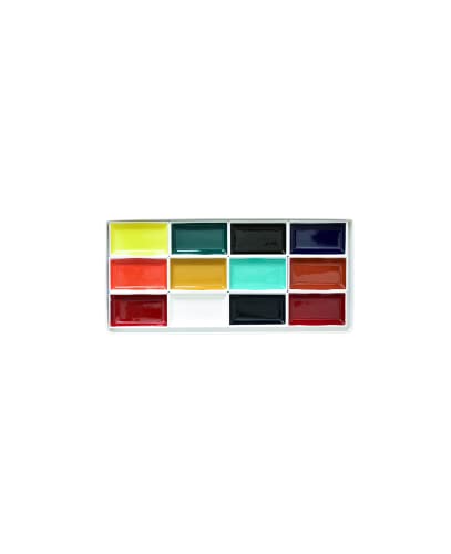 Yasutomo Sumi Water Soluble Colorfast Color Set, 12 Assorted Colors