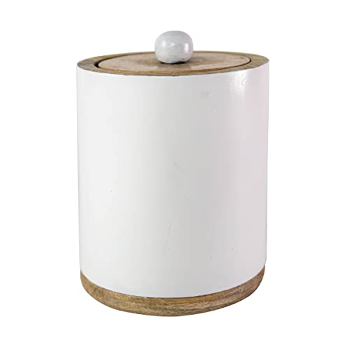 Foreside Home & Garden White Gloss Canister Mango Wood