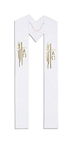 Christian Brands Alpha Omega Wheat Priest/Clergy Overlay Stole (White)
