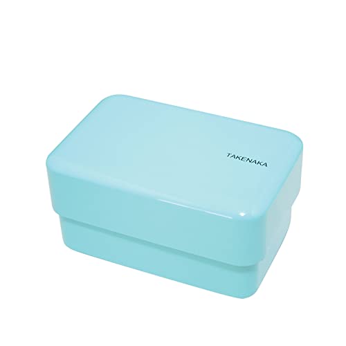 Bento Nibble Box, Eco-Friendly Lunch Box Made in Japan, BPA and Reed Free, 100% Recycle Plastic Bottle Use, Microwave and Dishwasher Safe, Takenaka Bento Box (Blue Ice *Band: Cream)