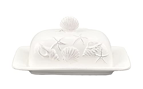 Blue Sky Clayworks 20758 Laguna Coastal Butter Dish, White