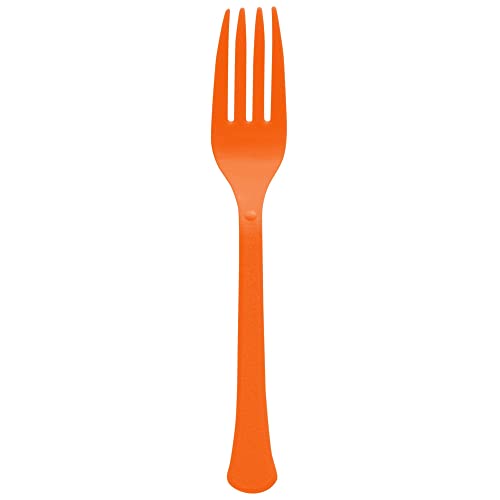 Amscan 8017.05 Premium Heavy Weight Disposable Plastic Forks, 50 Ct., Orange Peel