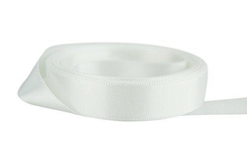 Ribbon Bazaar Double Faced Satin Ribbon - Premium Gloss Finish - 100% Polyester Ribbon for Gift Wrapping, Crafts, Scrapbooking, Hair Bow, Decorating & More - 5/8 inch Diamond White 50 Yards