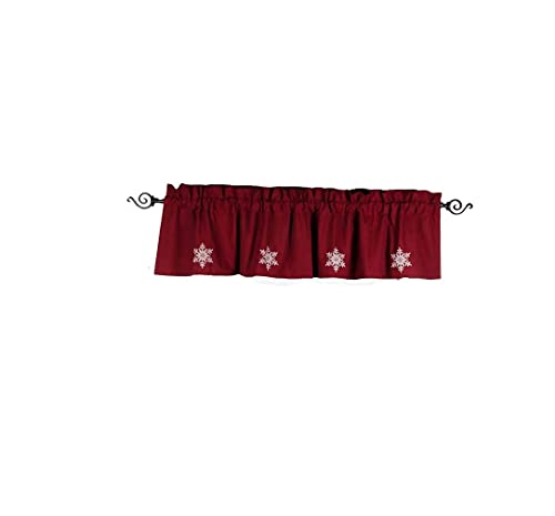 Home Collections Raghu Snowflake Valance, Barn Red, Multi-Color