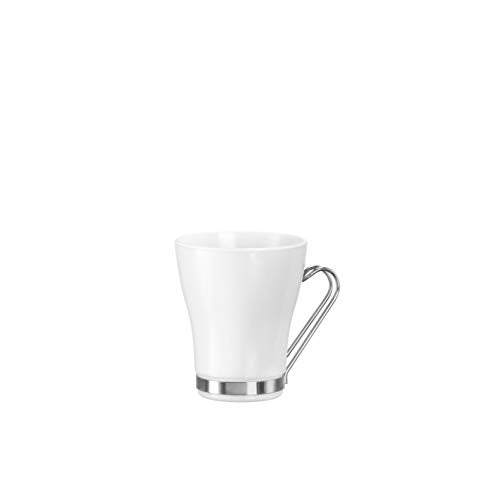 Bormioli Rocco 400892GRS021990 Cappuccino Opal with Stainless Steel Handle, Set of 4, 7.5 oz, White