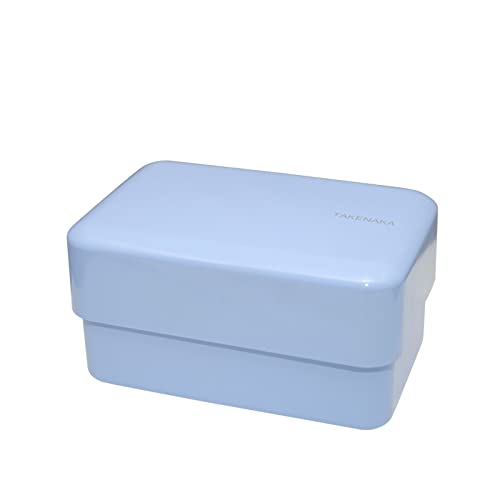 Bento Nibble Box, Eco-Friendly Lunch Box Made in Japan, BPA and Reed Free, 100% Recycle Plastic Bottle Use, Microwave and Dishwasher Safe, Takenaka Bento Box (Periwinkle Blue *Band: Orange)