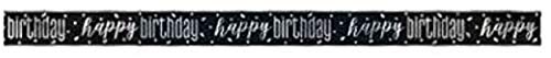 Unique Industries "Happy Birthday" Black and Silver Foil Banner (12 ft.) - 1 Pc