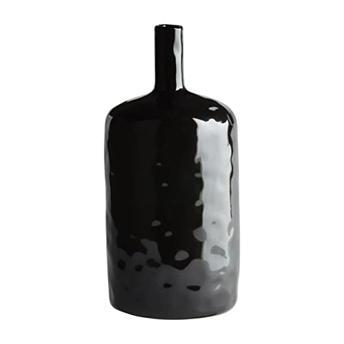 Mud Pie Black Bottle Vase, Small, 7.5" x 3.5", Stoneware