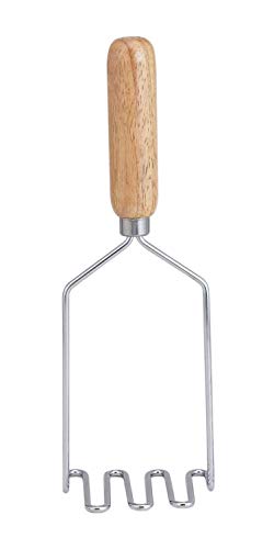 HIC Harold Import Potato and Vegetable Masher, 9.75-Inches, Single-Wire with Comfortable Wooden Handle