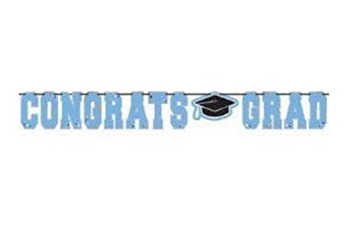 Amscan Congrats Grad Large Letter Foil Party Banner (Powder Blue) - 1 pc