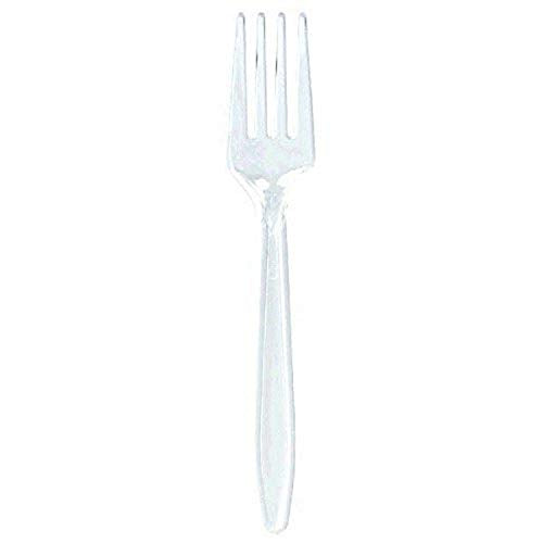 Amscan Premium Plastic Forks, 9.2" x 4.4", Clear