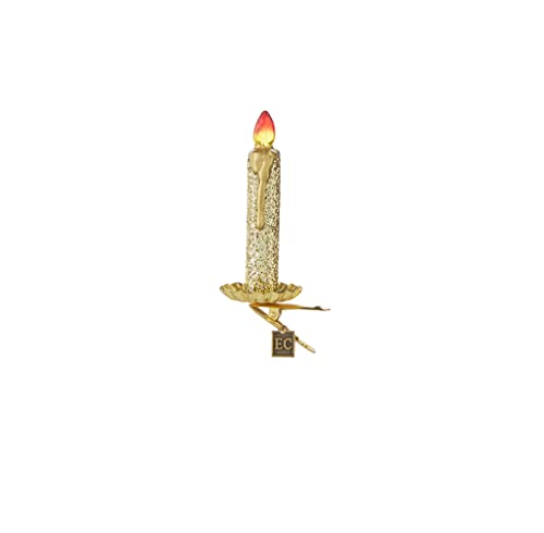 RAZ Imports 4253108 Eric Cortina Collection Clip-on Gold Glittered Candle Ornament, 4.75-inch Height, Glass and Metal