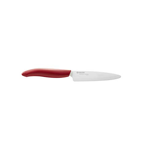 Kyocera Advanced Ceramic Revolution Series 4.5-inch Utility Knife, Red Handle, White Blade