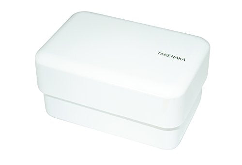 Bento Nibble Box, Eco-Friendly Lunch Box Made in Japan, BPA and Reed Free, 100% Recycle Plastic Bottle Use, Microwave and Dishwasher Safe, Takenaka Bento Box (Coconut White *Band: Dark Red)