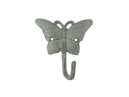 Hampton Iron HANDCRAFTED NAUTICAL D√âCOR Antique Seaworn Bronze Cast Iron Butterfly Hook 6"
