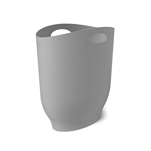 Umbra Harlo Sleek & Stylish Bathroom Trash, Small Garbage Can Wastebasket for Narrow Spaces at Home or Office, 2.4 Gallon Capacity, Grey