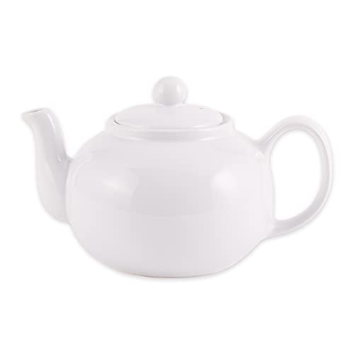 RSVP International Large 6-Cup Stoneware Teapot, White
