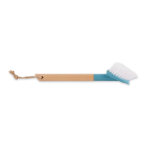 RSVP International (CBO-TQ) Oval Kitchen Dishwashing Scrubber Brush, For Washing Up, Turquoise, 10.5" | Cleaning Pots, Pans, Glasses, Dishes, & Safe on Non-Stick Surfaces | Use Around the House Too