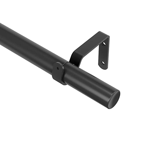 Umbra Zen Modern 1-Inch Curtain Rod, Includes 2 Matching Finials, Brackets & Hardware, 32 to 128-Inch, Matte Black