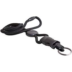 Baumgartens SICURIX Detachable Breakaway Lanyards - 12 / Pack - 36" Length - Black - Nylon, Plastic, Metal