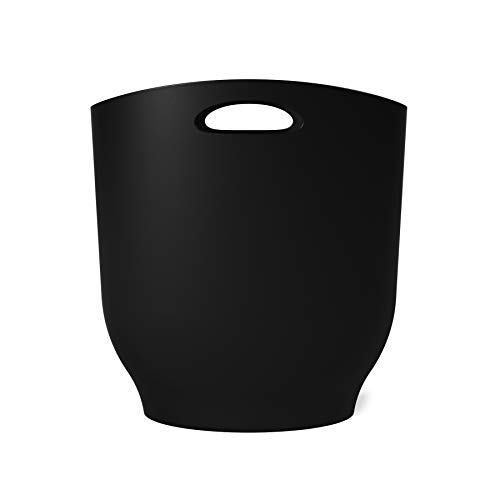 Umbra Harlo Sleek & Stylish Bathroom Trash, Small Garbage Can Wastebasket for Narrow Spaces at Home or Office, 2.4 Gallon Capacity, Black