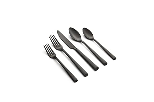 Cambridge Beacon Gold Mirror 20 Pc. Flatware Set, Black