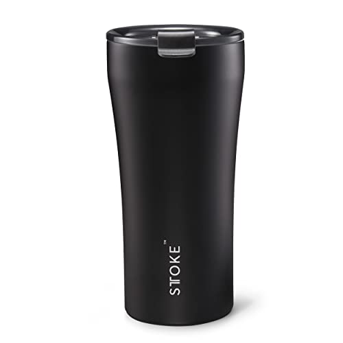 Sttoke Leakproof Ceramic Reusable Coffee Cup 16 oz - Luxe Black