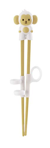 FMC Fuji Merchandise Easy-To-Use Cute Monkey Design Training Chopsticks For Beginners Right or Left Handed Suitable for All Ages From Kids To Adults (White Monkey)