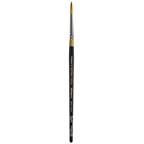 KINGART Original , Premium Artist Brush, Golden TAKLON Round-Size: 5, 5, Black/Gold