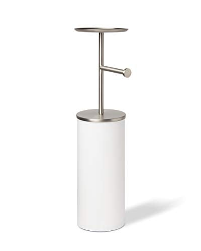 Umbra Portaloo Toilet Paper Stand and Reserve, White/Nickel