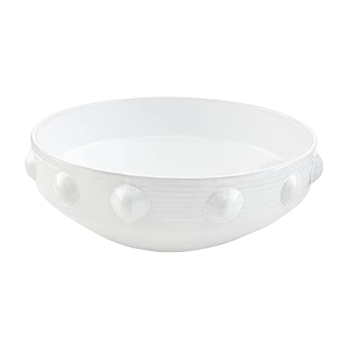 Mud Pie Beaded Serving Bowl, 5" x 12" dia, White