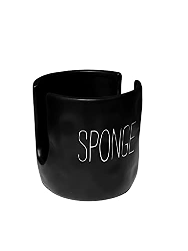 Mud Pie Kitchen Dish Bistro Sponge Holder Caddy,3.5" x 3" dia, Black
