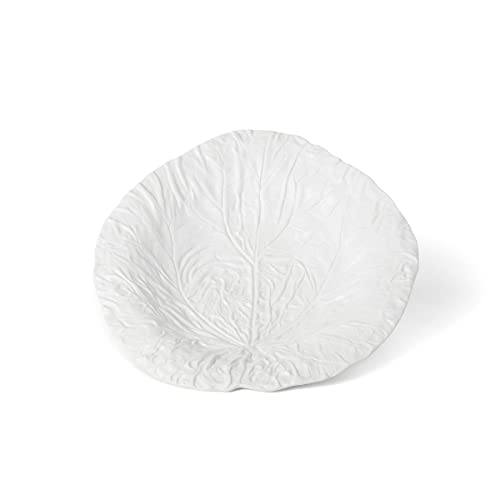 Park Hill Collection Southern Classic White Cabbage Leaf Ceramic Charger 14" Dia