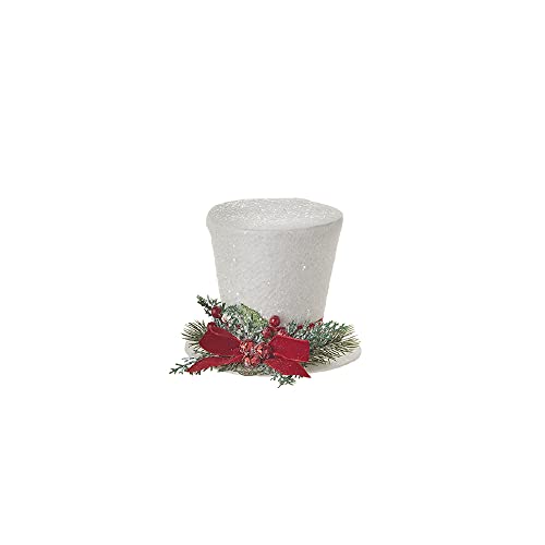 RAZ Imports 4216358 White Top Hat Ornament, 7-inch Height