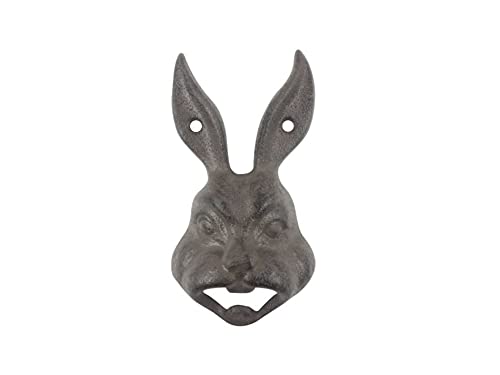 Hampton Iron HANDCRAFTED NAUTICAL DCOR Cast Iron Rabbit Head Wall Mounted Bottle Opener 5"