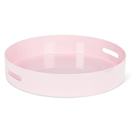 Abbott Collection  27-GLOSS-RD-07 Glossy Round Tray, Light Pink