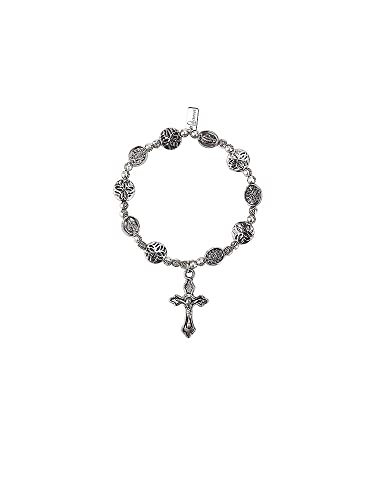 Roman Miraculous Medal Stretch Bracelet, 7-inch Length, Zinc, Silver, For Women, Fashion, Jewelry, Gift, For Any Occasions
