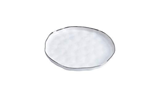 Pampa Bay Bianca Round Serving Piece, White with Silver Trim