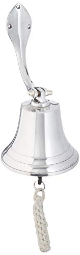 Hampton Iron 3xglass-101 Chrome Hanging Harbor Bell 5.5" Nautical Home Decoration, 5 inch