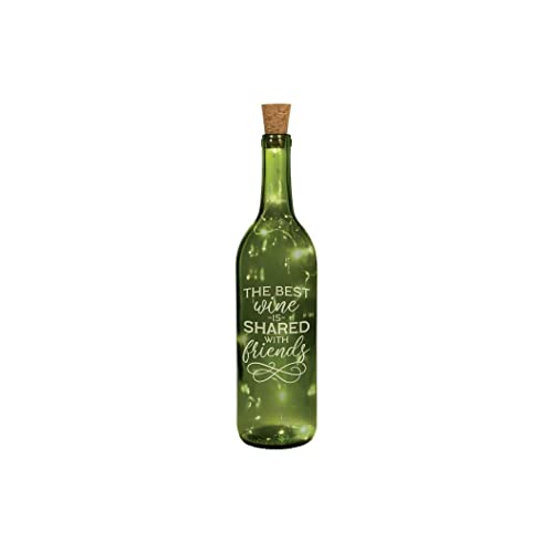 Carson 24647 Friends Wine Bottle with Cork String Lights, 11.33-inch Height