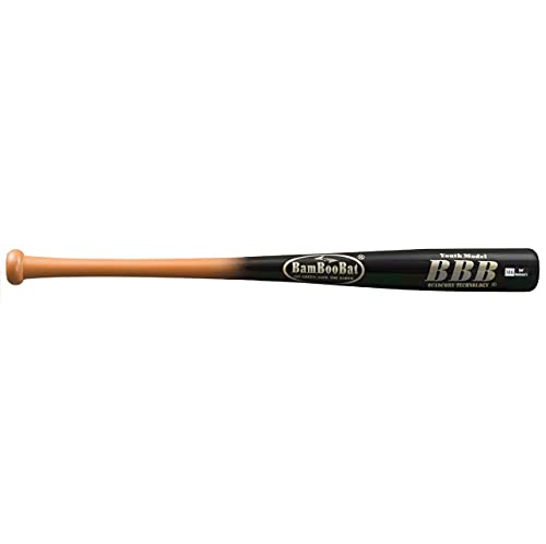 BamBooBat Youth Durable Bamboo Baseball Bat for Players Aging 5-13 Years Old, Brown Handle/Black Barrel, 29 Inch, (YHGBB29)