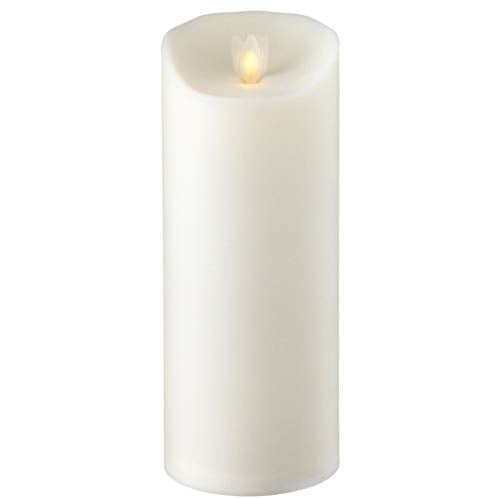 Raz Imports 3.5"X9" Moving Flame Ivory Pillar Candle - Flameless Lighting Accent and Decorative Battery Operated Flickering Light Source with Timer - Fake Candles for Living Room, Patio and Bedroom