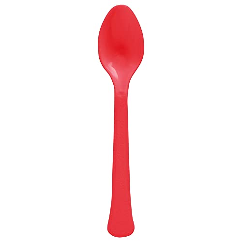 Amscan 8021.4 Premium Apple Red Plastic Spoons, 20ct