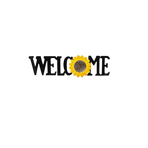 Ganz Welcome Sunflower Wall Decor, Metal, 23.5 Inches Width, 2.5 Inches Depth, 6.75 Inches Height, Black and Yellow