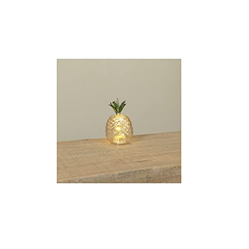 Gerson International Battery Operated Lighted Glass Pineapple Figurine, 4.9-inch Height