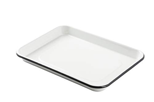 Tablecraft Sheet pan Server, 1/4 Size, Creamy White with Black Rim, 13x9.5x1.125